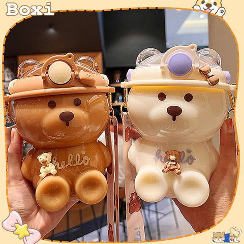 1L Bear Kids Straw Water Bottle - Shopsteria