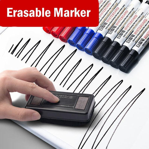 10pcs/set Waterborne Whiteboard Marker Pen Black/Blue/Red - Shopsteria