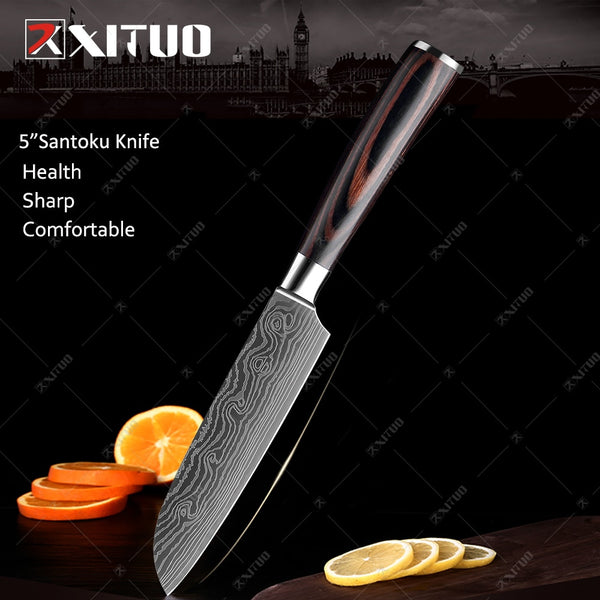 XITUO Kitchen Knives set 1-10PCS Chef knife High Carbon Stainless Steel Santoku knife Sharp Cleaver Slicing Knife Best Choice - Shopsteria