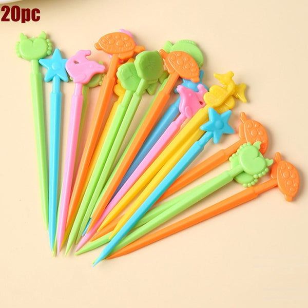 Animal Fruit Fork Food Grade Plastic Mini Cartoon Kids Cake Fruit Toothpick Bento Lunch Bento Accessories Party Decoration - Shopsteria