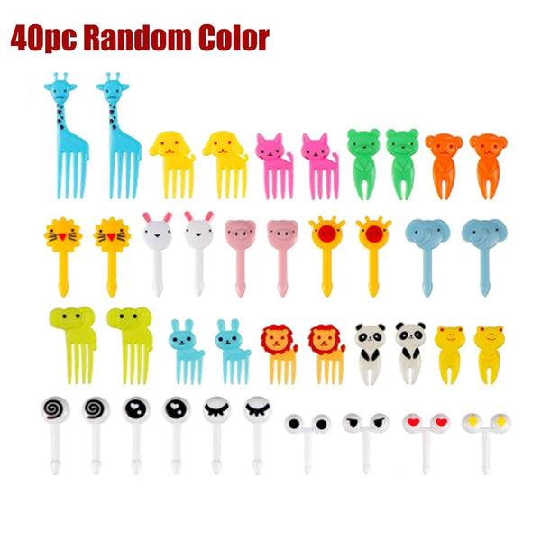 Animal Fruit Fork Food Grade Plastic Mini Cartoon Kids Cake Fruit Toothpick Bento Lunch Bento Accessories Party Decoration - Shopsteria