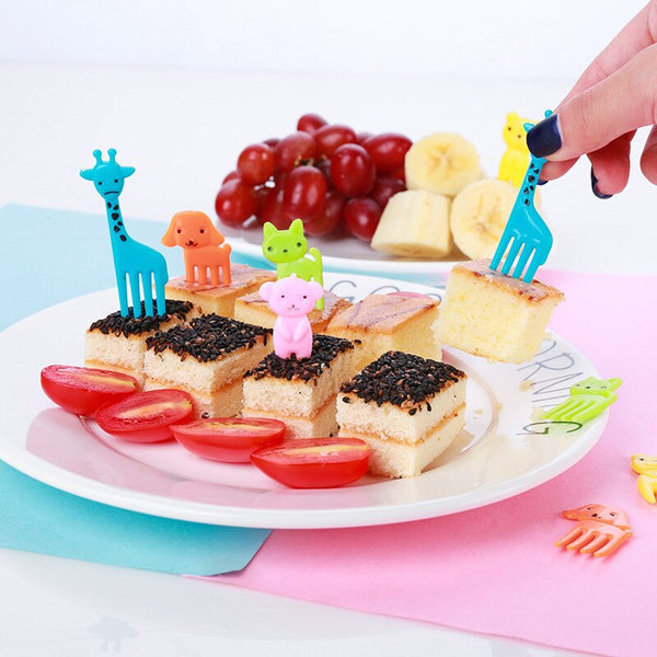 Animal Fruit Fork Food Grade Plastic Mini Cartoon Kids Cake Fruit Toothpick Bento Lunch Bento Accessories Party Decoration - Shopsteria