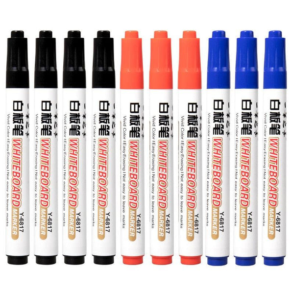 10pcs/set Waterborne Whiteboard Marker Pen Black/Blue/Red - Shopsteria