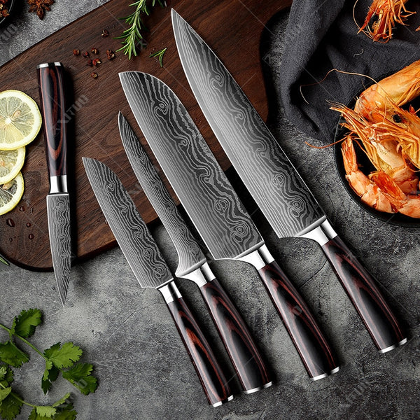 XITUO Kitchen Knives set 1-10PCS Chef knife High Carbon Stainless Steel Santoku knife Sharp Cleaver Slicing Knife Best Choice - Shopsteria