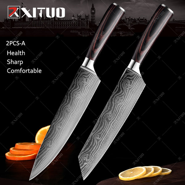 XITUO Kitchen Knives set 1-10PCS Chef knife High Carbon Stainless Steel Santoku knife Sharp Cleaver Slicing Knife Best Choice - Shopsteria