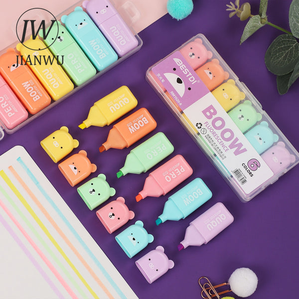 Cute Teddy Animals Highlighter 6Pcs/Set - Shopsteria