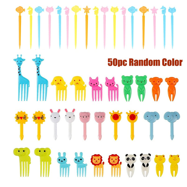 Animal Fruit Fork Food Grade Plastic Mini Cartoon Kids Cake Fruit Toothpick Bento Lunch Bento Accessories Party Decoration - Shopsteria