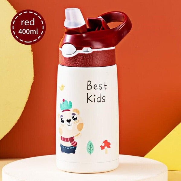 400ML Children Thermos Water Bottle Kids Thermos Mug Baby Duck Billed Straw 316 Stainless Steel Vacuum Flasks Tumbler Thermo Cup - Shopsteria