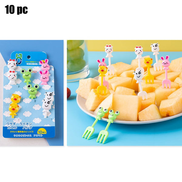 Animal Fruit Fork Food Grade Plastic Mini Cartoon Kids Cake Fruit Toothpick Bento Lunch Bento Accessories Party Decoration - Shopsteria