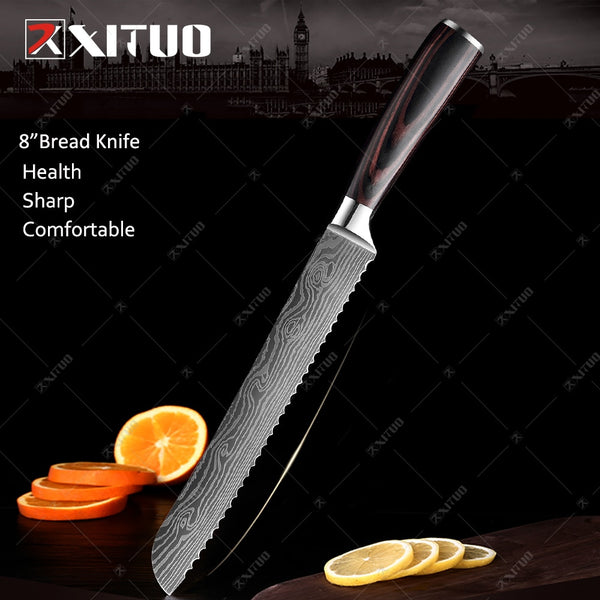 XITUO Kitchen Knives set 1-10PCS Chef knife High Carbon Stainless Steel Santoku knife Sharp Cleaver Slicing Knife Best Choice - Shopsteria