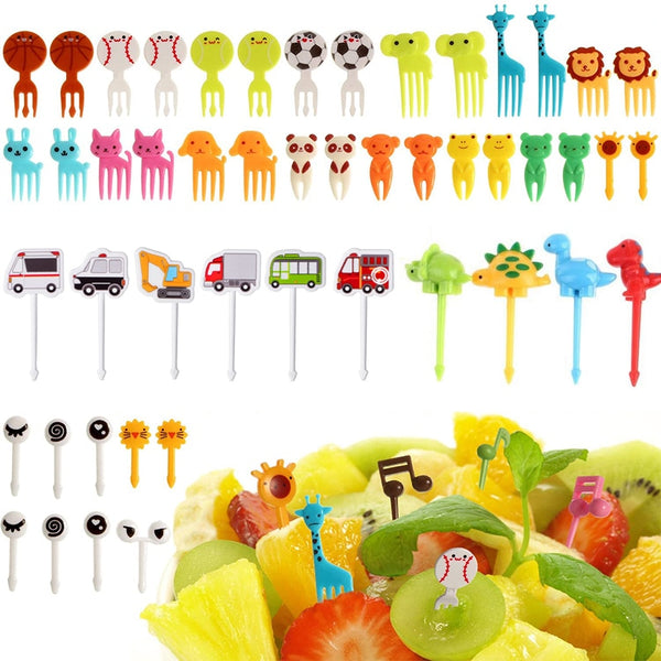 Animal Fruit Fork Food Grade Plastic Mini Cartoon Kids Cake Fruit Toothpick Bento Lunch Bento Accessories Party Decoration - Shopsteria