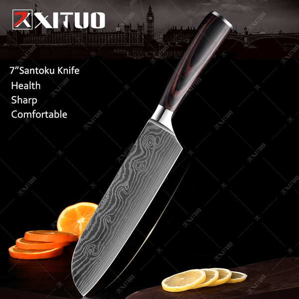 XITUO Kitchen Knives set 1-10PCS Chef knife High Carbon Stainless Steel Santoku knife Sharp Cleaver Slicing Knife Best Choice - Shopsteria