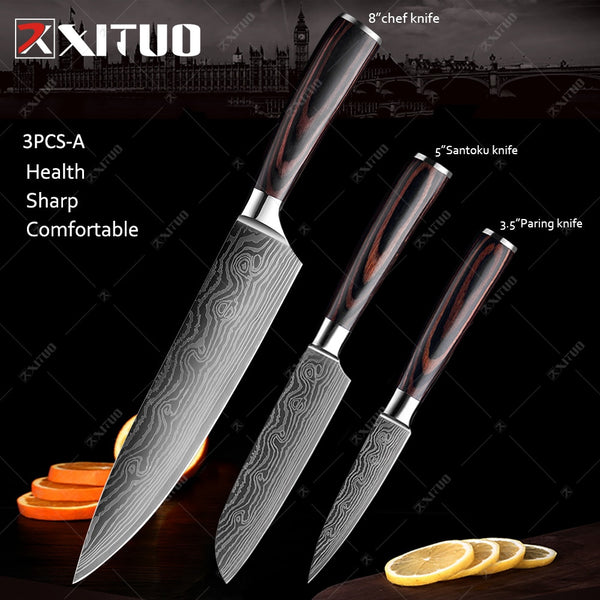 XITUO Kitchen Knives set 1-10PCS Chef knife High Carbon Stainless Steel Santoku knife Sharp Cleaver Slicing Knife Best Choice - Shopsteria