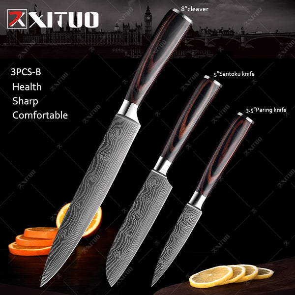 XITUO Kitchen Knives set 1-10PCS Chef knife High Carbon Stainless Steel Santoku knife Sharp Cleaver Slicing Knife Best Choice - Shopsteria