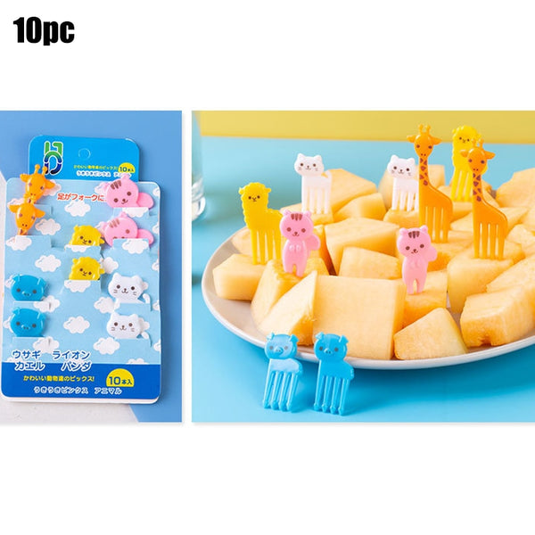 Animal Fruit Fork Food Grade Plastic Mini Cartoon Kids Cake Fruit Toothpick Bento Lunch Bento Accessories Party Decoration - Shopsteria