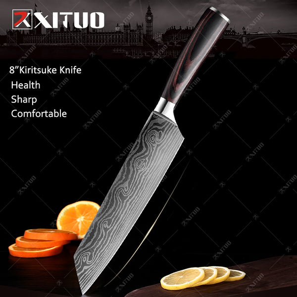 XITUO Kitchen Knives set 1-10PCS Chef knife High Carbon Stainless Steel Santoku knife Sharp Cleaver Slicing Knife Best Choice - Shopsteria