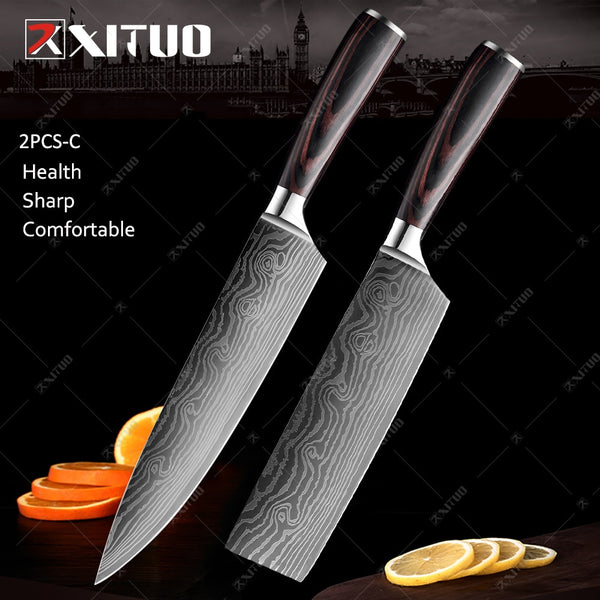 XITUO Kitchen Knives set 1-10PCS Chef knife High Carbon Stainless Steel Santoku knife Sharp Cleaver Slicing Knife Best Choice - Shopsteria