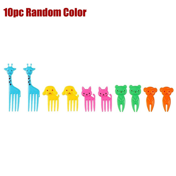 Animal Fruit Fork Food Grade Plastic Mini Cartoon Kids Cake Fruit Toothpick Bento Lunch Bento Accessories Party Decoration - Shopsteria