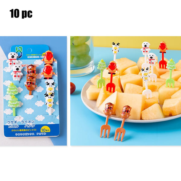 Animal Fruit Fork Food Grade Plastic Mini Cartoon Kids Cake Fruit Toothpick Bento Lunch Bento Accessories Party Decoration - Shopsteria