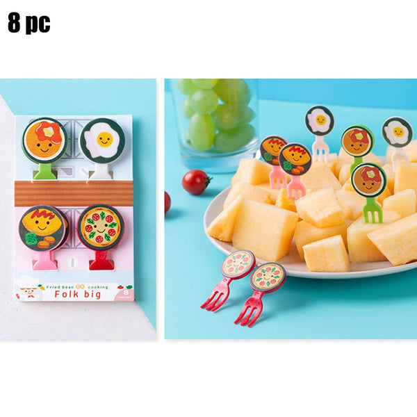 Animal Fruit Fork Food Grade Plastic Mini Cartoon Kids Cake Fruit Toothpick Bento Lunch Bento Accessories Party Decoration - Shopsteria