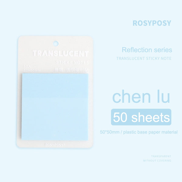 JIANWU 50 Pcs INS Stickable Colorful Transparent Memo Pad Student - Shopsteria