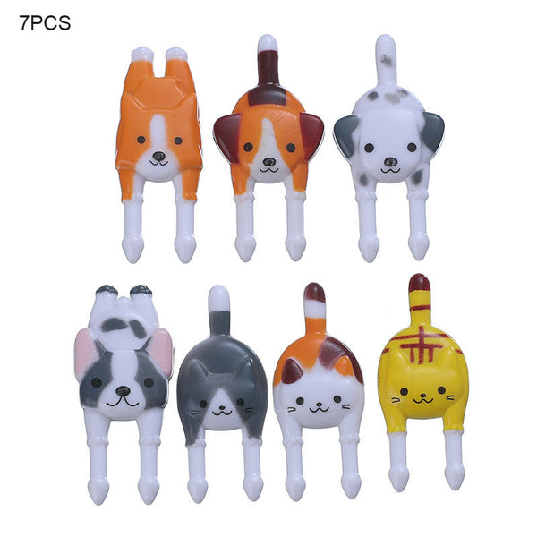 Animal Fruit Fork Food Grade Plastic Mini Cartoon Kids Cake Fruit Toothpick Bento Lunch Bento Accessories Party Decoration - Shopsteria