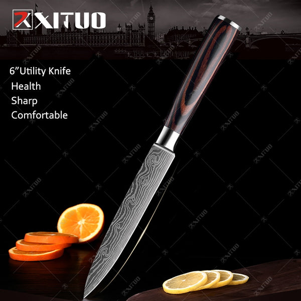 XITUO Kitchen Knives set 1-10PCS Chef knife High Carbon Stainless Steel Santoku knife Sharp Cleaver Slicing Knife Best Choice - Shopsteria