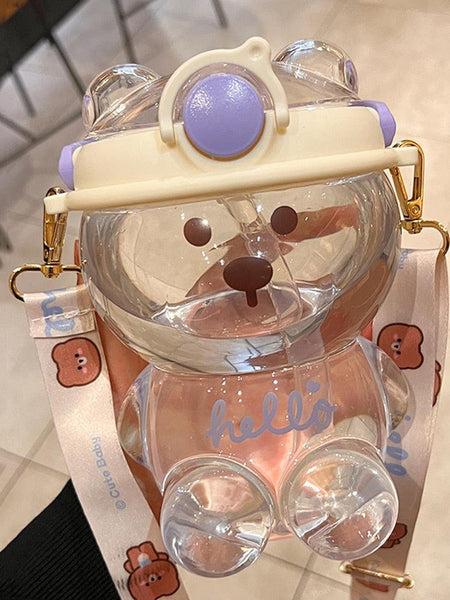 1L Bear Kids Straw Water Bottle - Shopsteria