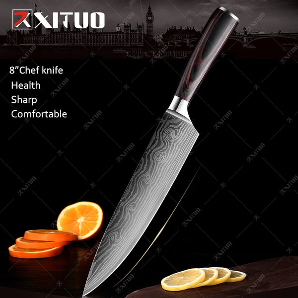 XITUO Kitchen Knives set 1-10PCS Chef knife High Carbon Stainless Steel Santoku knife Sharp Cleaver Slicing Knife Best Choice - Shopsteria