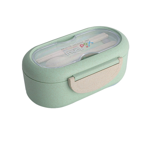 Kitchen Microwave Lunch Box Wheat Straw Dinnerware Food Storage Container Children Kids School Office Portable Bento Box Bag - Shopsteria