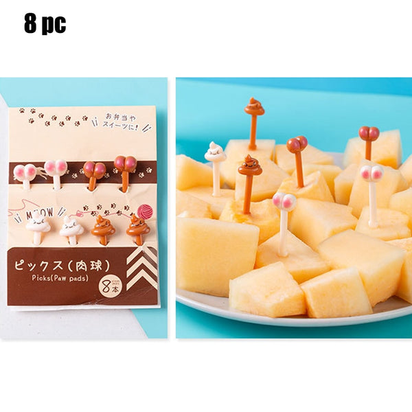 Animal Fruit Fork Food Grade Plastic Mini Cartoon Kids Cake Fruit Toothpick Bento Lunch Bento Accessories Party Decoration - Shopsteria