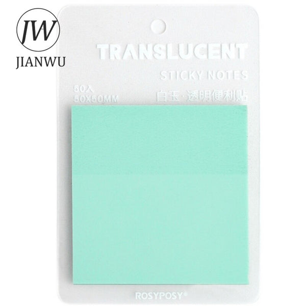 JIANWU 50 Pcs INS Stickable Colorful Transparent Memo Pad Student - Shopsteria