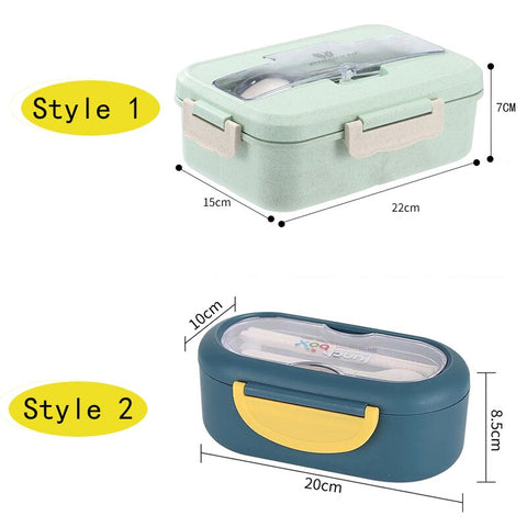 Kitchen Microwave Lunch Box Wheat Straw Dinnerware Food Storage Container Children Kids School Office Portable Bento Box Bag - Shopsteria