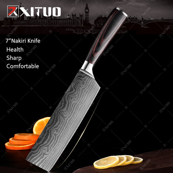 XITUO Kitchen Knives set 1-10PCS Chef knife High Carbon Stainless Steel Santoku knife Sharp Cleaver Slicing Knife Best Choice - Shopsteria