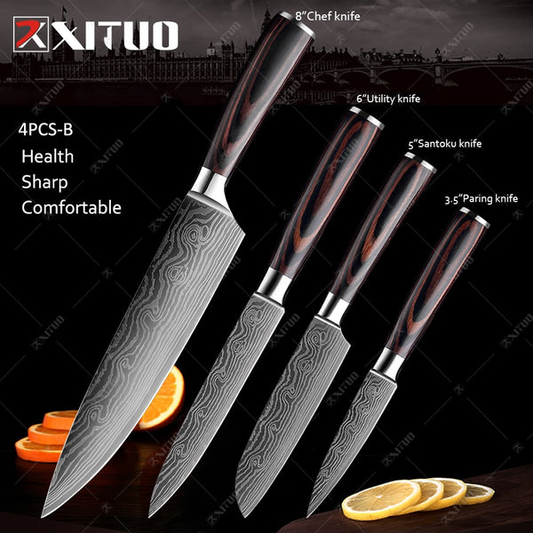 XITUO Kitchen Knives set 1-10PCS Chef knife High Carbon Stainless Steel Santoku knife Sharp Cleaver Slicing Knife Best Choice - Shopsteria