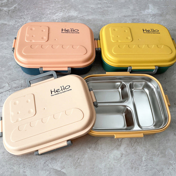 Stainless Steel Lunch Box Portable Grids Bento Box School Kids Student - Shopsteria