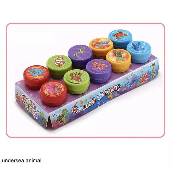 10pcs/Set Children Toy Stamps Cartoon Animals Fruits Kids Seal For Scrapbooking Stamper DIY Scrapbook Cartoon Stamper Toys - Shopsteria