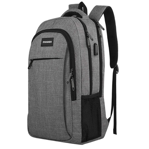 mosago Brand Backpacks 15.6 Gray Solid High School Bags Teen College Student Back Pack Multifunctional Backpacks - Shopsteria